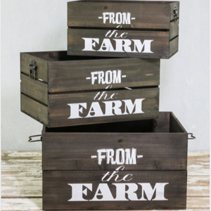 JUNJI Caisses d'organisation en bois rustique Boîte de rangement en bois pour fruits et légumes peints - Product Image 1