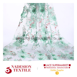 Venta caliente diseño nupcial de encargo 3D encaje embroide cuentas flor/3 <span class=keywords><strong>D</strong></span> bordado cordón <span class=keywords><strong>neto</strong></span> - Product Image 5