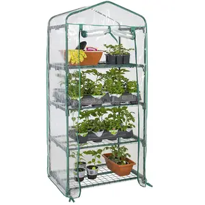 Pátio 4 tier mini greenhouse com capa de pvc