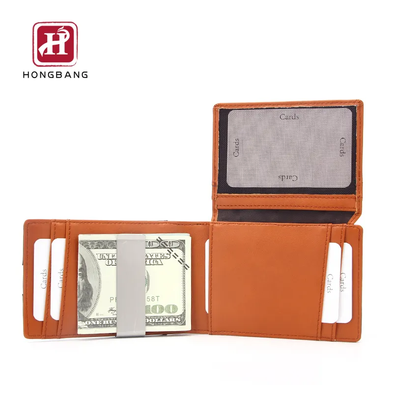 mens branded leather rfid blocking money clip wallets on sale
