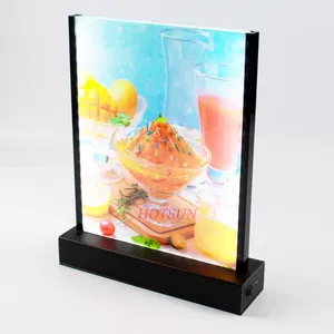 Light Up Supporto Del Menu A4 A5 Ricaricabile NERO Menu Led Da Tavolo in Acrilico Tenda