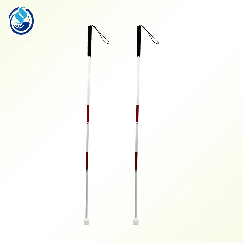 White Cane Folds Down 4 Sections Aluminum Folding Walking Crutch for the Blind Vision Impaired Person