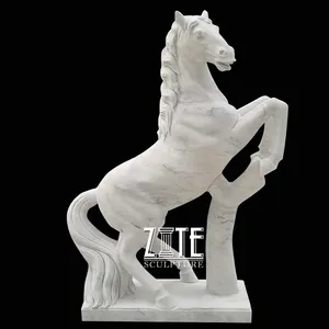 Estátua de cavalo de animais de mármore branco popular para decorações internas