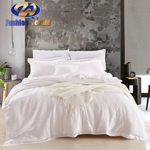 Pabrik langsung 100% Linen Woven penutup Set warna Solid 200TC disesuaikan tempat tidur untuk penggunaan rumah - Product Image 2