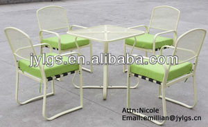 Kd. 5- pièce en acier treillis de jardin ensemble <span class=keywords><strong>table</strong></span> et chaise avec coussins verts, sièges 4 - Product Image 1