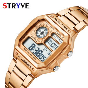 Tyststryve — <span class=keywords><strong>montre</strong></span> étanche <span class=keywords><strong>électronique</strong></span> multifonction pour hommes, nouveau design haut de gamme, affichage numérique, élégant, de sport - Product Image 2