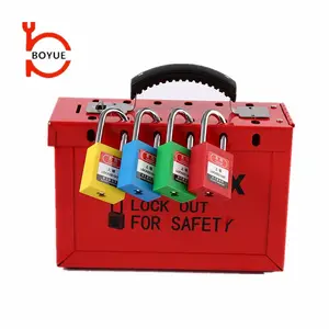 Boyue Safety steel electric tagout lock box kit with four safety padlock