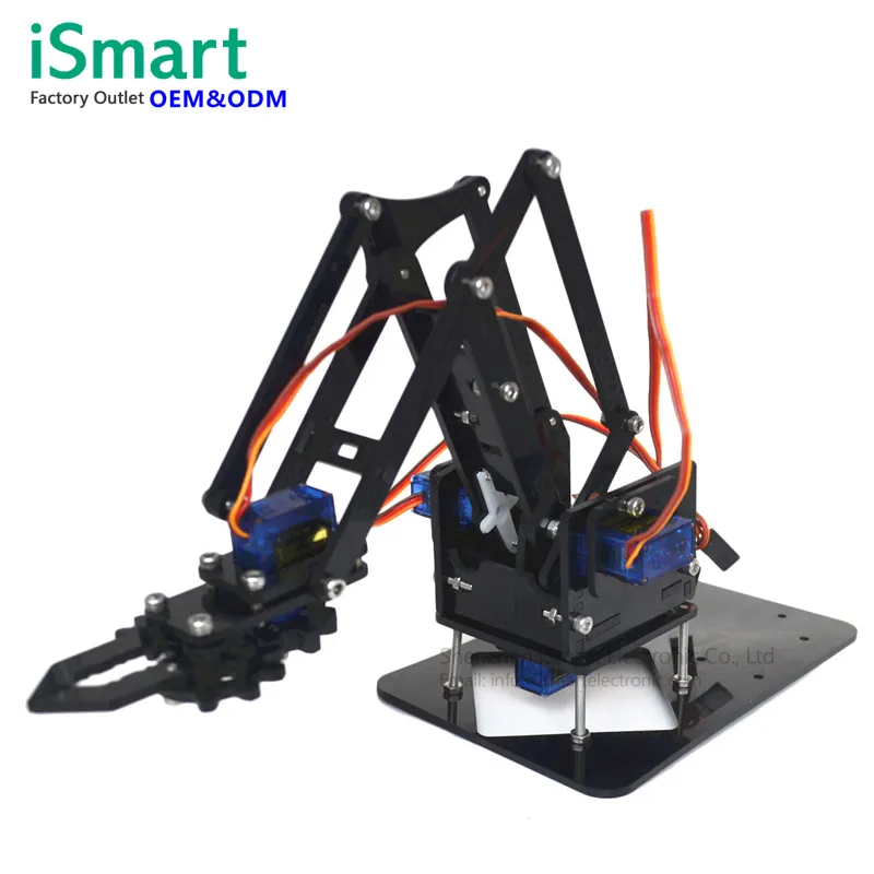 BRICOLAGE Acrylique robot bras robot griffe kit 4 DOF Axe jouets saisir Mécanique Manipulateur