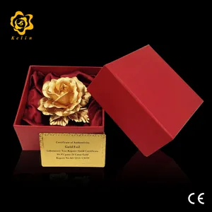 8cm Unique Wedding Decorative Flower 24K golden Rose Brooch with gift box and certificates