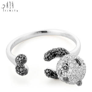 Anillos de diamantes negros naturales reales de oro blanco de 18 quilates ajustables con diseño encantador superventas, regalo de boda para niñas bonitas - Product Image 3