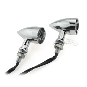 RACEPRO Großhandel auf Lager Bernstein Blinker 10mm Universal Chrom Schwarz Motorrad Bullet LED Blinker Kontroll leuchte Lampe