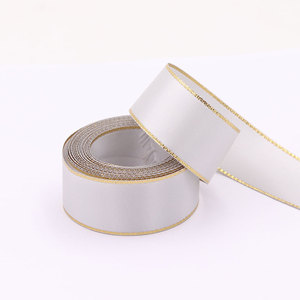 Xiamen <strong>Ribbon</strong> Factory's Custom 100% Polyester Satin <strong>Ribbon</strong> Roll Gold <strong>Stitch</strong> Edge for Gift Packaging - Product Image 5