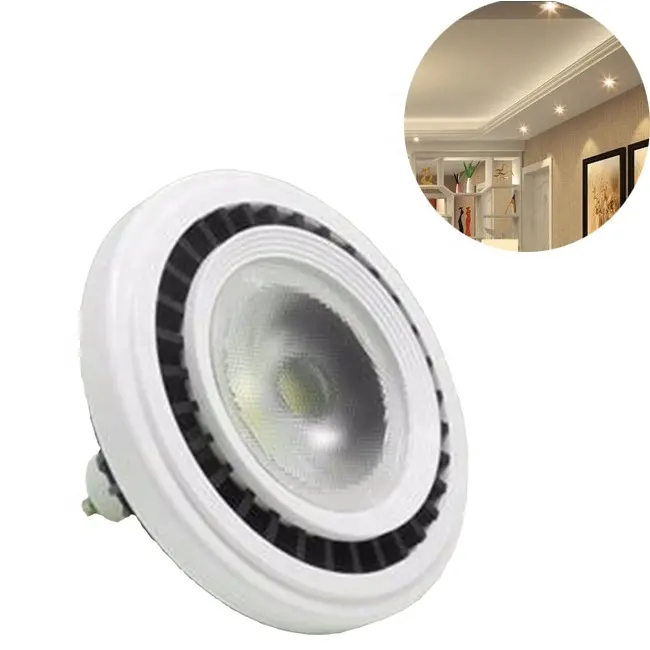 Alüminyum gövde 60 derece yansıtıcı fincan 111mm gömme tavan LED spot G53 GU10 kısılabilir 12W COB AR111