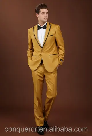 इतालवी डिजाइन पुरुषों पीले रंग की पोशाक सूट