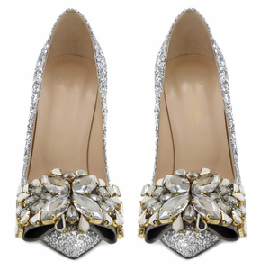 Fashion crystal luxury logo personalizzato glitter scarpe a punta sottili <span class=keywords><strong>tacchi</strong></span> alti scarpe da sposa da donna - Product Image 4