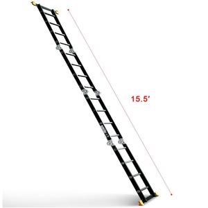4.7M 15.5ft nhôm đa năng thang <span class=keywords><strong>telescoping</strong></span> gấp nền tảng mở rộng màu đen với hai nền tảng làm việc - Product Image 4