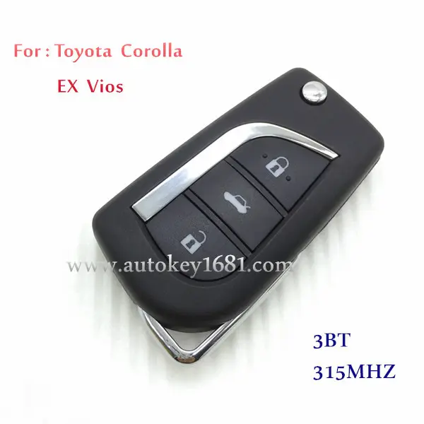 MS flip car key 3 button remote control key 315mhz for toyota corolla ex vios with uncut key blade