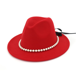 Monili Della Perla di modo di Feltro Fedora di Jazz <span class=keywords><strong>Cappelli</strong></span> Fatti A Mano All'ingrosso - Product Image 6