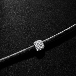 LUOTEEMI Geometrica Zircon di Fascino Con Nero Treccia di Cuoio Handmade Chocker Colar <span class=keywords><strong>Collana</strong></span> Per Le Donne - Product Image 4