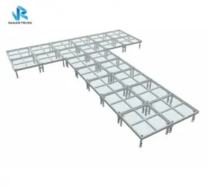 Palco de alumínio portátil para aluguer, palco com liga de alumínio transparente para casamento, preço competitivo, 1m x 1m sgaier05