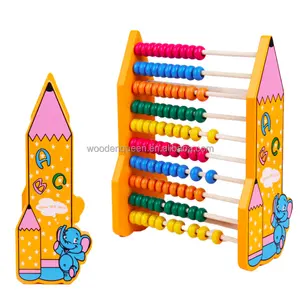 China Yiwu Factory Wholesale YZ068 Colorful Cartoon Abacus Counting Bead Calculation Math Frame Wood Education Kid Toys For Kids