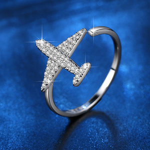 Anillo de Compromiso Solitario con Diamante de 1 Quilate, Cristal y Diamantes de Imitación, Diseño de Avión - Product Image 3