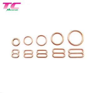 Luxury Rose Gold Metal Ring Slider Strap Adjuster Directly Factory, Metal Swimwear Bikini Bra Lingerie Hardware Accessories