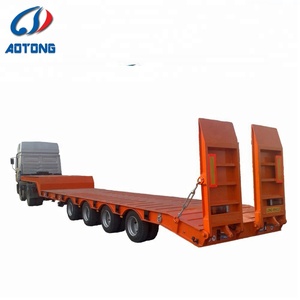 60 tonnes lourde charge Col De Cygne Faible lit semi-remorque utilisé pour transporter <span class=keywords><strong>grue</strong></span> et machinerie lourde - Product Image 5