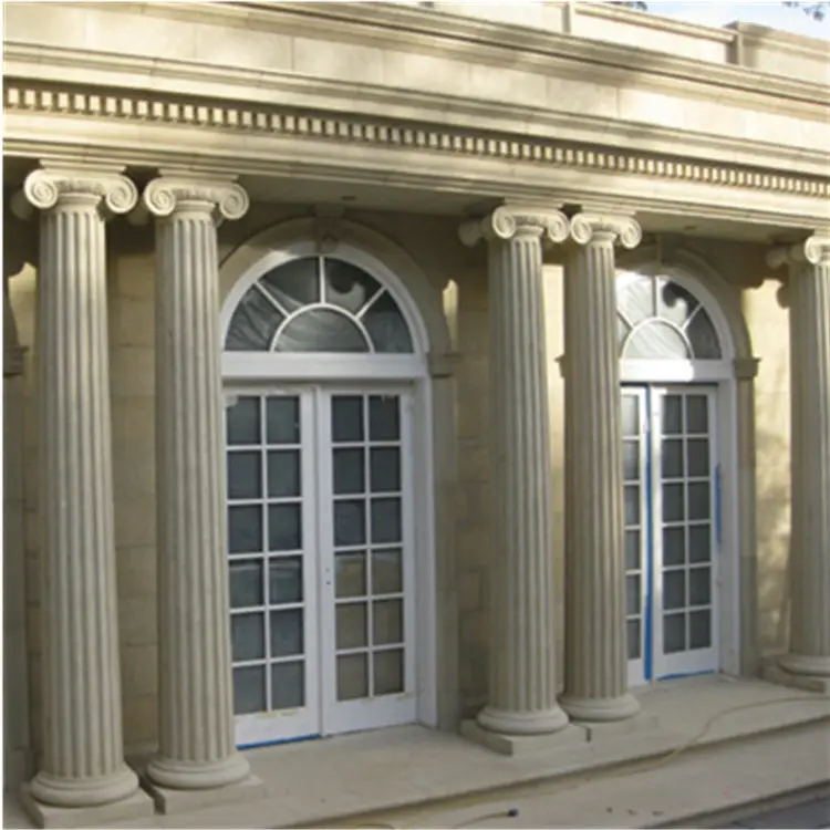 Construction Project Customized GFRC Pillars Exterior Concrete Cement Roman Cornice Column Design