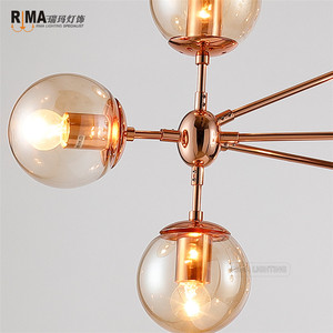 Lámpara de Techo Nórdica de Nuevo Modelo <span class=keywords><strong>Rima</strong></span> Lighting, Lámpara Colgante de Oro Rosa de Lujo para Interiores con Bola de Cristal - Product Image 3