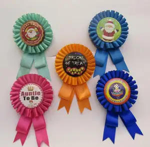 Wholesale Custom Logo Printed Horse Show Award Rosette Badge Award Ribbon