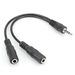 Customize 3.5mm 2 Female To 1 Male Y Splitter 1 Input 2 Output Audio Splitter Cable