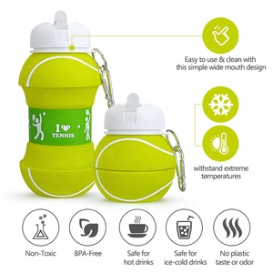 Équipement de football sportif <span class=keywords><strong>Gourde</strong></span> forme de balle de tennis pliable football breveté bouteille d'eau de sport en silicone pour boire en gros - Product Image 5