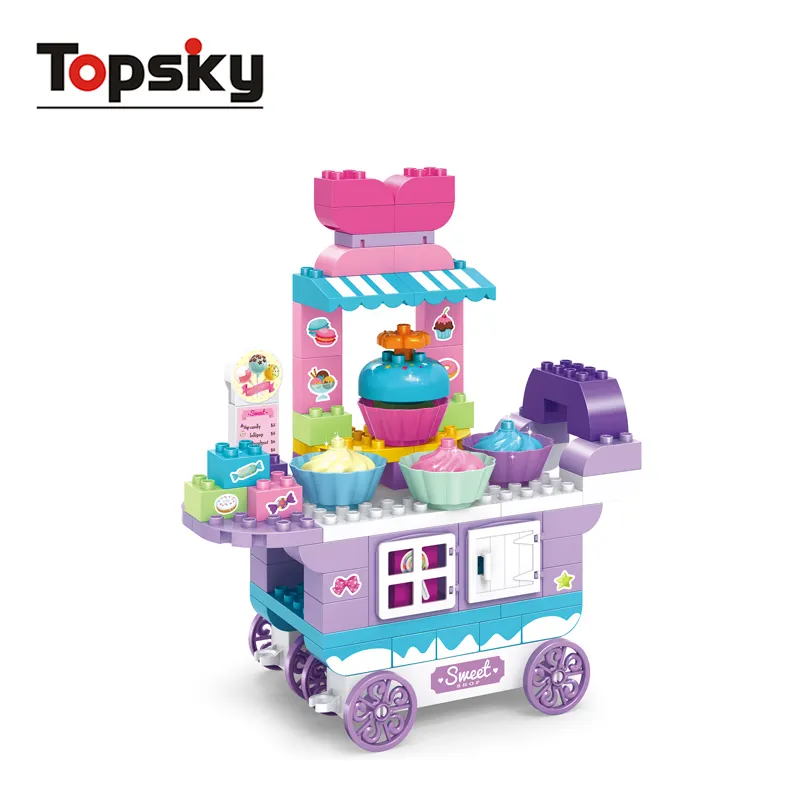 Diy ev kız yapı taşı akıllı yaratıcı çocuklar için komik şeker araba masa seti diy blok araba