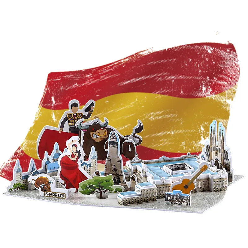 Palacio Real de Madrid bullfighter PUZZLE 3d,Travel around the world, 3D DIY puzzle aerial view city view spain