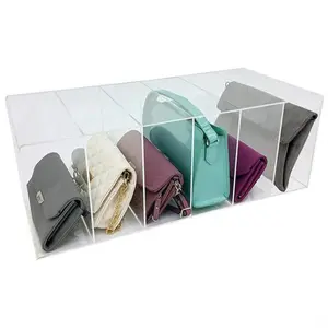 Large Acrylic 6 Slot Purse Organizer Perspex Handbag Storage Box Acrylic Purse Organizer For Closet