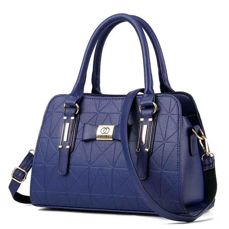 HB1089 Amazon Hot Sale 2019 Classic Fancy Boston Bags Dark Blue PU Beautiful Ladies Handbags