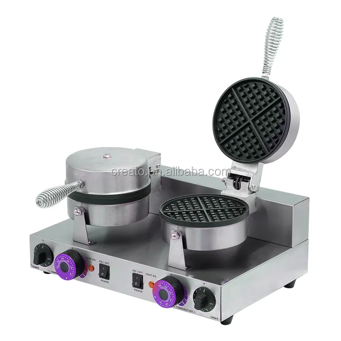 Comercial elétrica dupla placa 2 formas dual máquina de waffle padeiro