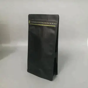 Grosir Tas Hitam Desain Baru Kustom Daur Ulang Kertas Kraft Vakum Foil Kopi Scrub Berdiri Ritsleting Kunci dengan Katup/Logo Cetak