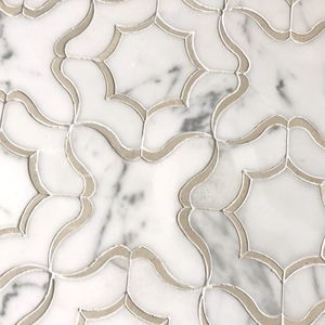 Commercio all'ingrosso Irregolare a getto d'acqua di taglio di piastrelle di <span class=keywords><strong>mosaico</strong></span> di marmo di nuovo disegno - Product Image 3