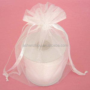 Bolsa de <span class=keywords><strong>organza</strong></span> de boda con estampado colorido personalizado, bolsa de regalo con cordón, pequeña, blanca, venta al por mayor - Product Image 5