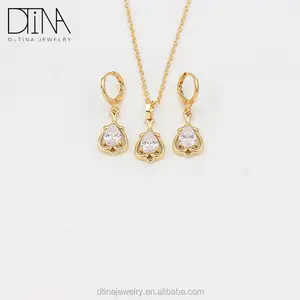 Simple design jewellery set fancy artificial 18k gold bridal jewelry set