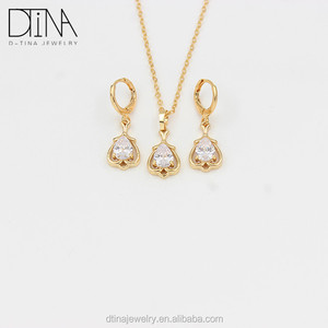 Set Perhiasan Pengantin Desain Sederhana, Set Perhiasan Pengantin Emas 18K Buatan Mewah - Product Image 1