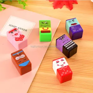 Eco-friendly Plastic Children Square Multicolor DIY Funny Toy Stamps Cartoon Rubber Stamps Scrapbooking Reward Toy