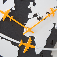 Horloge murale en bois avec aiguilles en acrylique, design 3D de voyage mondial, silencieuse, sans tic-tac, nouvelle conception 2018