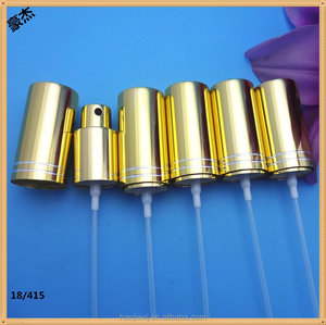 18/415 atomizador Perfume rociador de niebla fina sobre tapa y aluminio oro Metal Perfume atomizador rociador de niebla