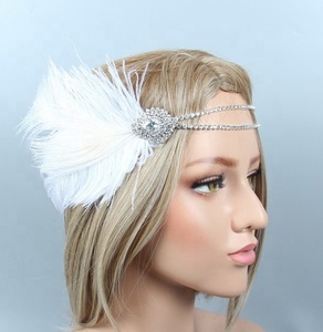 Bestdance-Diadema con plumas, tocado de novia <span class=keywords><strong>Vintage</strong></span>, 1920s, gran Gatsby - Product Image 4