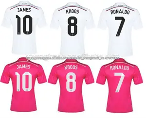 Top qualidade tailândia tailandês 14-15 cristiano ronaldo karoos james camisola do Real Madrid