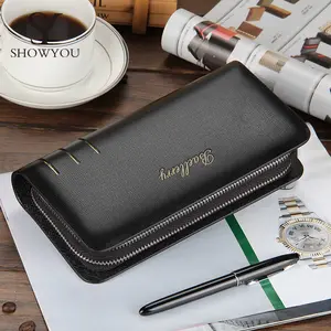 wholesale big pu leather clutch wallet with zip for men