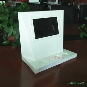 Display Atas Konter Akrilik Putih dengan Display Lcd Rak Display POS Kustom dengan LCD